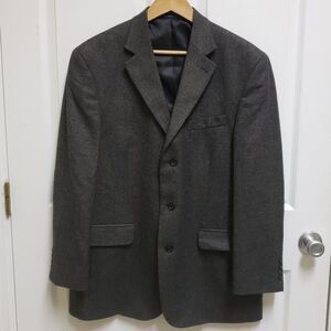 Stafford Blazer Mens 42R Wool Black Gray Tweed 3 Button Single Breasted Lined